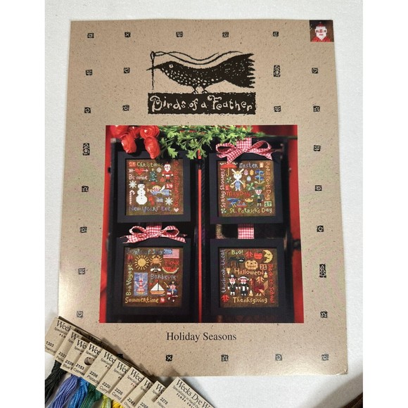 RARE Birds of a Feather Holiday Seasons Cross Stitch Kit Complete - NEW - Picture 4 of 11